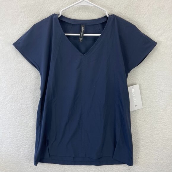 Athleta Women's Boulevard V-Neck Tee Blue Navy Size XXS NWT - Picture 2 of 9